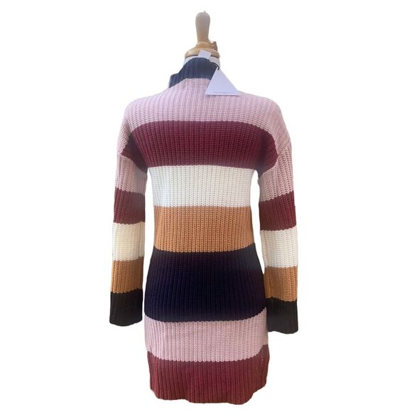 Lost+Wander Anthropologie Mini Dress NWT XS Chunky Knit Stripe Mock Neck Fall - Picture 3 of 9